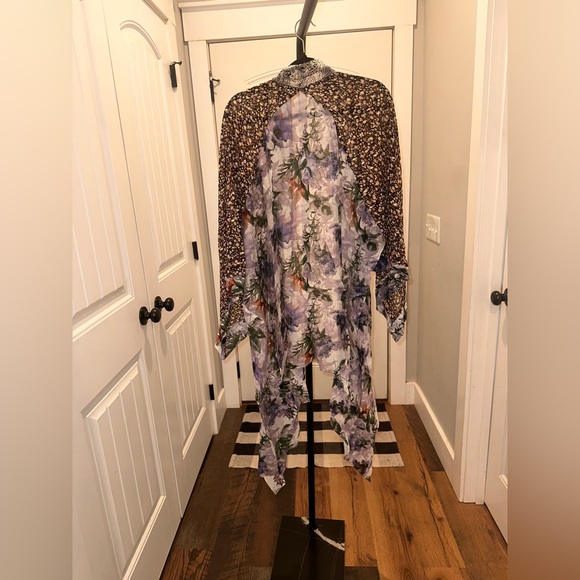 NWT Umgee Size S/M Floral Mixed-Print Open Front Kimono Jacket - Women - Picture 4 of 5